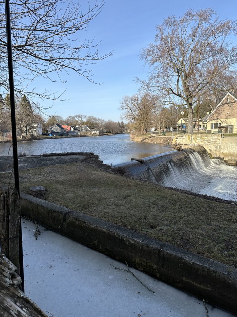 Cedar Creek with a small dam flowing