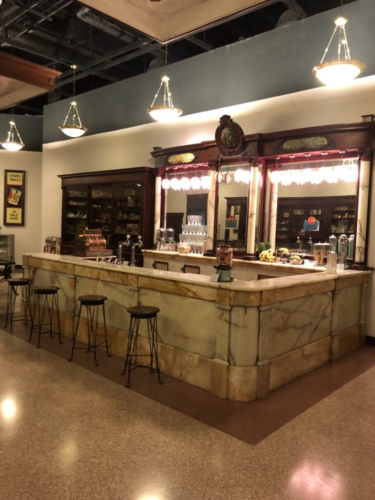 1920's Drug Store soda fountain counter in the NC Museum of History.