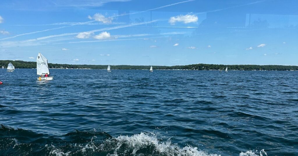 Lake Geneva, WI: blue lake with some sailboats